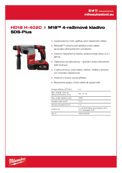 MILWAUKEE M18™ 4-režimové kladivo SDS-Plus 4933443468 A4 PDF