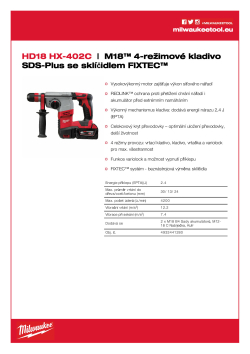 MILWAUKEE M18™ 4-režimové kladivo SDS-Plus se sklíčidlem FIXTEC™ 4933441280 A4 PDF