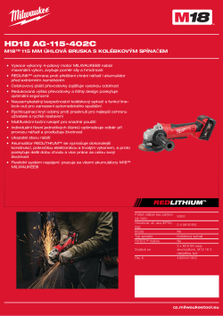MILWAUKEE M18™ 115 mm úhlová bruska s kolébkovým spínačem 4933441300 A4 PDF