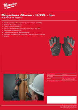 MILWAUKEE Rukavice bez prstů 11 / XXL 1 ks 48229744 A4 PDF