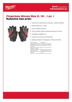 MILWAUKEE Rukavice bez prstů  8 / M 1 ks 48229741 A4 PDF