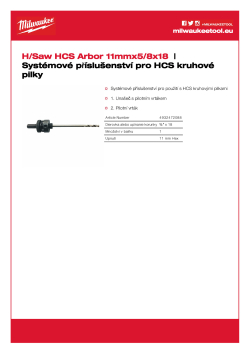 MILWAUKEE HCS unašeč včetně středicího vrtáku 4932472088 A4 PDF