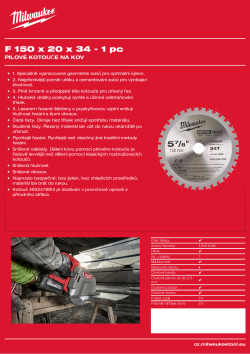 MILWAUKEE Circular saw blades for metal 48404080 A4 PDF