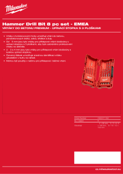MILWAUKEE Sada vrtáků do betonu Premium (8 kusů) 4932471192 A4 PDF
