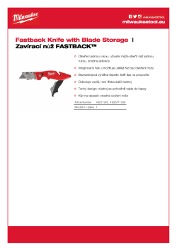 MILWAUKEE FASTBACK™ zavírací nůž se zásobníkem na čepele 4932471358 A4 PDF