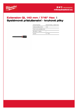MILWAUKEE Prodloužení QL - délka 140 mm 4932479493 A4 PDF