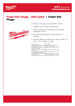 MILWAUKEE Pěnové zátky do uší - 200 párů 4932480465 A4 PDF
