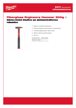 MILWAUKEE Zámečnické kladivo se sklolaminátovou násadou 300 g 4932478662 A4 PDF