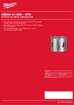 MILWAUKEE Bi-Metal Contractor Holesaw 4932464689 A4 PDF