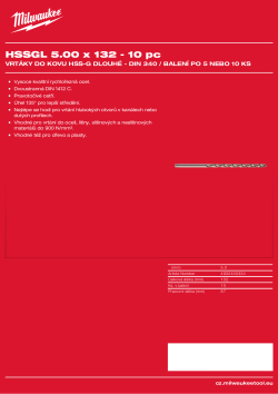 MILWAUKEE HSS-Ground Drills Long / DIN340 / 5 and 10 pack 4932430334 A4 PDF