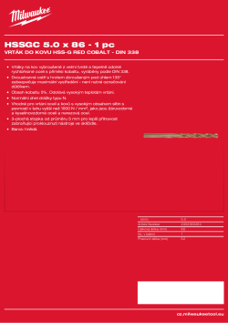MILWAUKEE Red Cobalt HSS-G Drill Bits 4932363264 A4 PDF