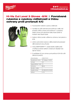 MILWAUKEE Reflexní rukavice s třídou ochrany proti proříznutí C - M/8 - 1 ks 4932478131 A4 PDF