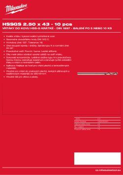 MILWAUKEE HSS-Ground Drills Short / DIN1897 / 5 and 10 pack 4932352201 A4 PDF