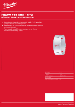 MILWAUKEE Bi-Metal Contractor Holesaw 4932464708 A4 PDF