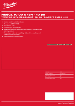 MILWAUKEE HSS-Ground Drills Long / DIN340 / 5 and 10 pack 4932430341 A4 PDF