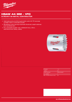 MILWAUKEE Bi-Metal Contractor Holesaw 4932464687 A4 PDF