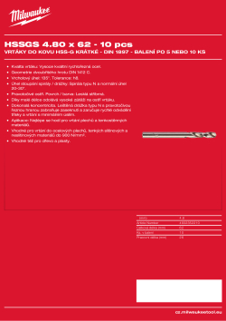 MILWAUKEE HSS-Ground Drills Short / DIN1897 / 5 and 10 pack 4932352210 A4 PDF