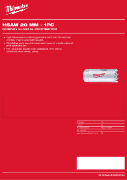 MILWAUKEE Bi-Metal Contractor Holesaw 4932464674 A4 PDF