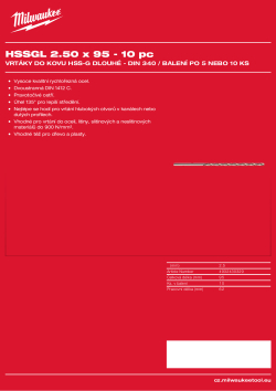 MILWAUKEE HSS-Ground Drills Long / DIN340 / 5 and 10 pack 4932430329 A4 PDF
