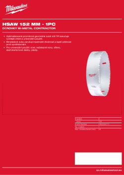 MILWAUKEE Bi-Metal Contractor Holesaw 4932464711 A4 PDF