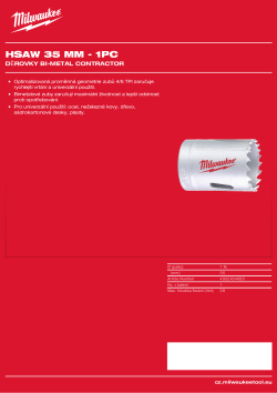 MILWAUKEE Bi-Metal Contractor Holesaw 4932464683 A4 PDF