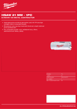 MILWAUKEE Bi-Metal Contractor Holesaw 4932464675 A4 PDF