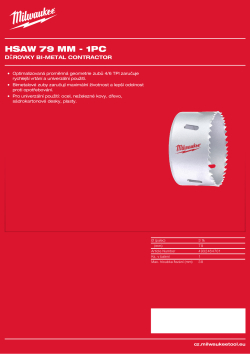 MILWAUKEE Bi-Metal Contractor Holesaw 4932464701 A4 PDF