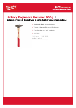 MILWAUKEE Zámečnické kladivo s ořechovou násadou 800 g 4932478669 A4 PDF