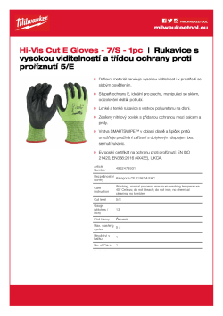 MILWAUKEE Reflexní rukavice a třídou ochrany proti proříznutí E - 7/S - 1 ks 4932479931 A4 PDF
