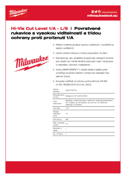 MILWAUKEE Reflexní rukavice s třídou ochrany proti proříznutí A - 9/L- 1 ks 4932479918 A4 PDF