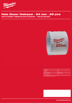 MILWAUKEE Hole Dozer Holesaws Bulk Packs 49565170 A4 PDF