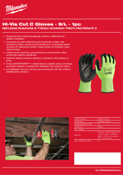 MILWAUKEE Reflexní rukavice s třídou ochrany proti proříznutí C - L/9 - 1 ks 4932478132 A4 PDF