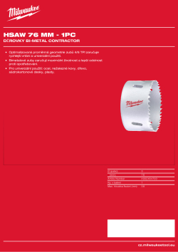 MILWAUKEE Bi-Metal Contractor Holesaw 4932464700 A4 PDF