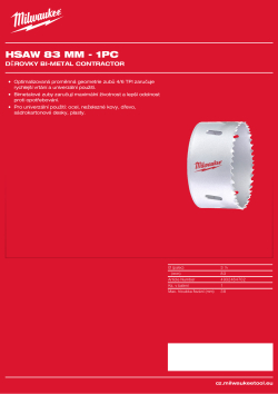 MILWAUKEE Bi-Metal Contractor Holesaw 4932464702 A4 PDF