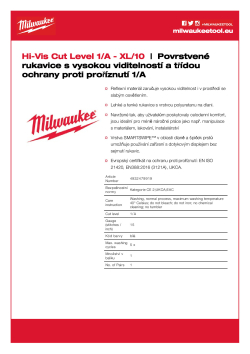 MILWAUKEE Reflexní rukavice s třídou ochrany proti proříznutí A - 10/XL - 1 ks 4932479919 A4 PDF