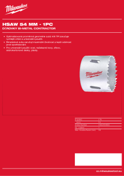 MILWAUKEE Bi-Metal Contractor Holesaw 4932464690 A4 PDF