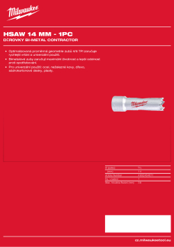 MILWAUKEE Bi-Metal Contractor Holesaw 4932464671 A4 PDF
