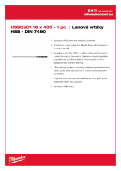 MILWAUKEE HSS Cable Drills 4932363672 A4 PDF