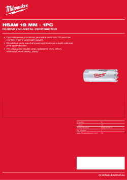 MILWAUKEE Bi-Metal Contractor Holesaw 4932464673 A4 PDF