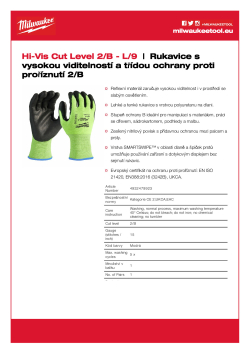 MILWAUKEE Reflexní rukavice s třídou ochrany proti proříznutí B - 9/L- 1ks 4932479923 A4 PDF