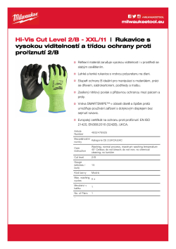 MILWAUKEE Reflexní rukavice s třídou ochrany proti proříznutí B - 11/XXL - 1 ks 4932479925 A4 PDF