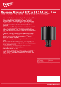 MILWAUKEE Diamond Max wet holesaws 49565660 A4 PDF