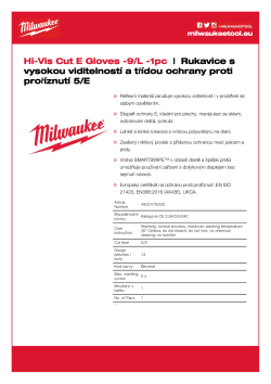 MILWAUKEE Reflexní rukavice a třídou ochrany proti proříznutí E - 9/L- 1 ks 4932479933 A4 PDF