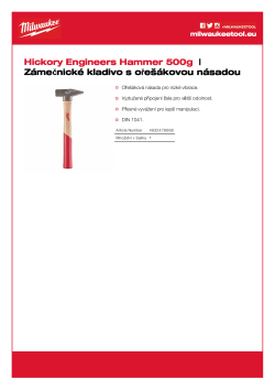 MILWAUKEE Zámečnické kladivo s ořechovou násadou 500 g 4932478668 A4 PDF