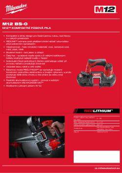 MILWAUKEE M12™ kompaktní pásová pila 4933431310 A4 PDF