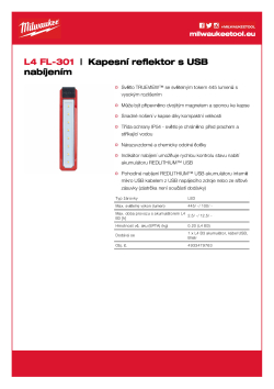 MILWAUKEE Kapesní reflektor s USB nabíjením 4933479763 A4 PDF