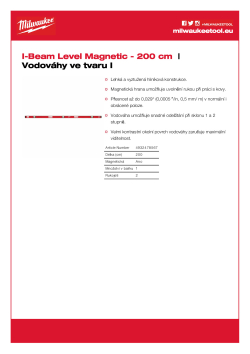 MILWAUKEE Magnetická vodováha I-Beam 200 cm 4932478567 A4 PDF