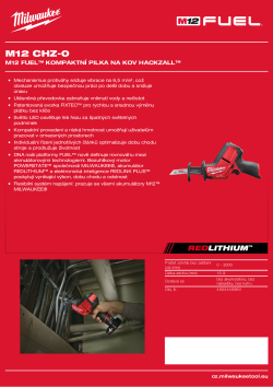 MILWAUKEE M12 FUEL™ HACKZALL™ kompaktní pilka na kov 4933446960 A4 PDF