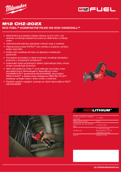 MILWAUKEE M12 FUEL™ HACKZALL™ kompaktní pilka na kov 4933447738 A4 PDF