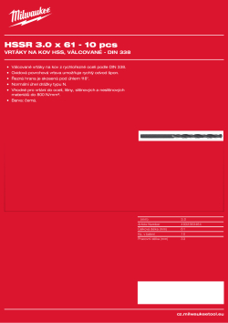 MILWAUKEE HSS DIN 338 Rollforged Drill Bits With Reduced Shank 4932363464 A4 PDF